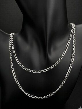 925 Sterling Silver Oval Link Chain Necklace 36” – 13g Long Layering Chain
